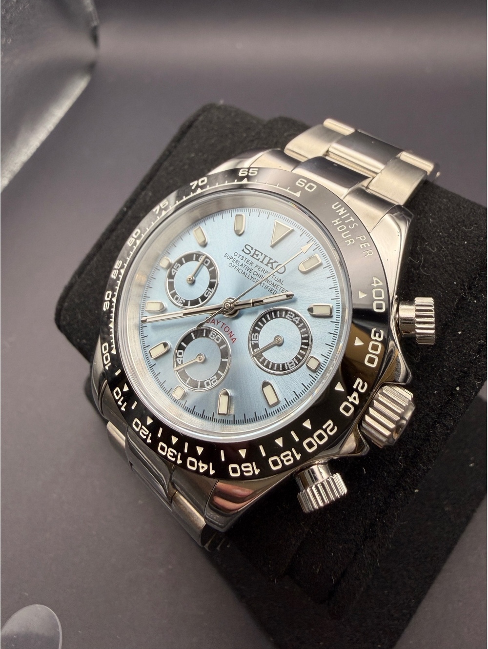 Custom Seiko Ice Blue Chronograph Watch Mod